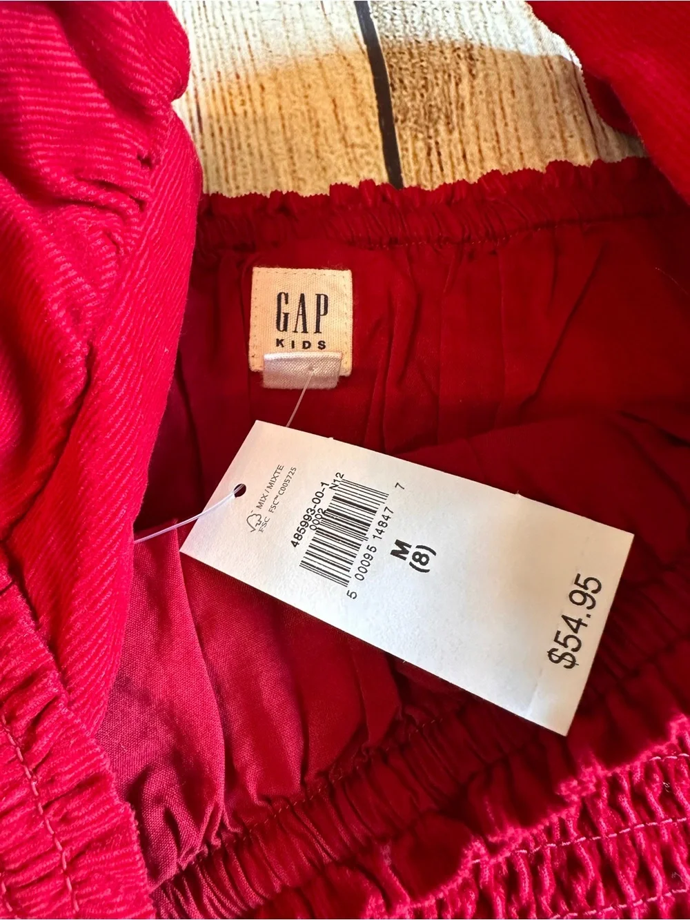 NWT Gap Kids Smocked Corduroy Dress Deep Crimson Girls 8